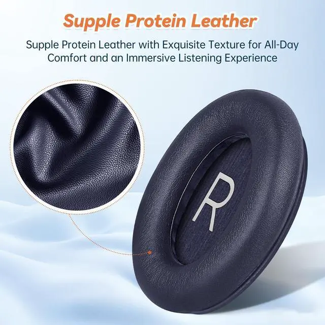 Alt view image 2 of 6 - Replacement Ear Pads for Bose QuietComfort 45 35 ii (QC45 QC35) Headphones, Earpads Cushions for QC SE SC & New Quiet Comfort (Deep Bass), with Softer Foam & Protein Leather (Midnight Blue)