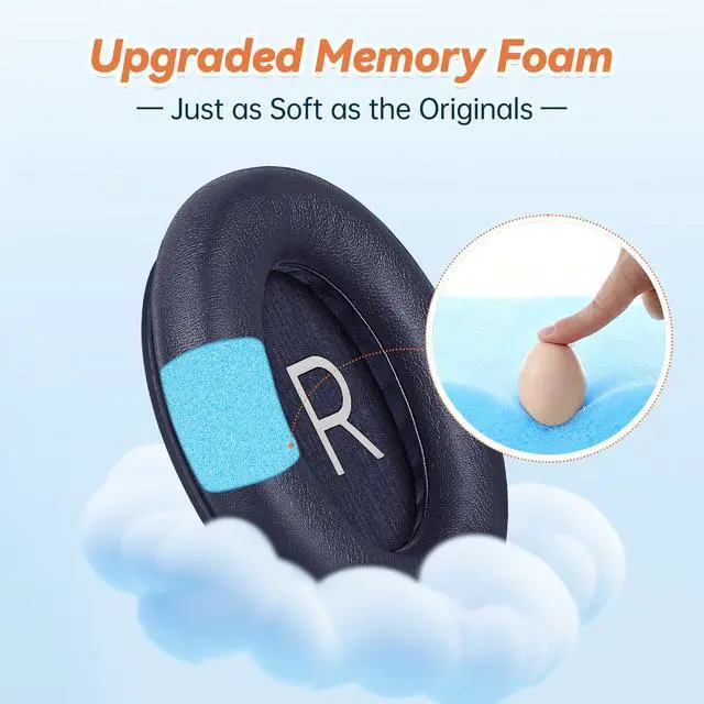 Alt view image 3 of 6 - Replacement Ear Pads for Bose QuietComfort 45 35 ii (QC45 QC35) Headphones, Earpads Cushions for QC SE SC & New Quiet Comfort (Deep Bass), with Softer Foam & Protein Leather (Midnight Blue)