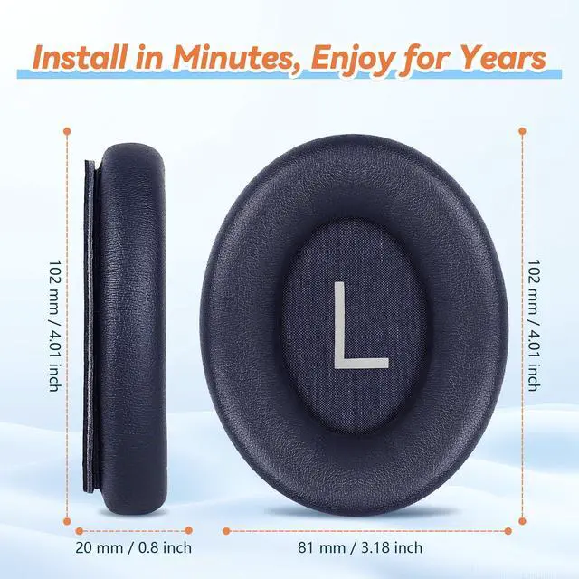 Alt view image 5 of 6 - Replacement Ear Pads for Bose QuietComfort 45 35 ii (QC45 QC35) Headphones, Earpads Cushions for QC SE SC & New Quiet Comfort (Deep Bass), with Softer Foam & Protein Leather (Midnight Blue)