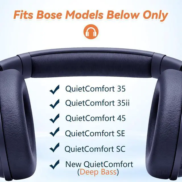 Alt view image 6 of 6 - Replacement Ear Pads for Bose QuietComfort 45 35 ii (QC45 QC35) Headphones, Earpads Cushions for QC SE SC & New Quiet Comfort (Deep Bass), with Softer Foam & Protein Leather (Midnight Blue)