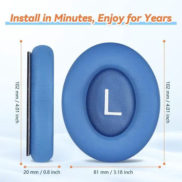 Alt view image 2 of 6 - Replacement Ear Pads for Bose QuietComfort 45 35 ii (QC45 QC35) Headphones, Earpads Cushions for QC SE SC & New Quiet Comfort (Deep Bass), with Softer Foam & Protein Leather (Blue Dusk)