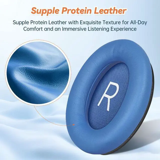 Alt view image 3 of 6 - Replacement Ear Pads for Bose QuietComfort 45 35 ii (QC45 QC35) Headphones, Earpads Cushions for QC SE SC & New Quiet Comfort (Deep Bass), with Softer Foam & Protein Leather (Blue Dusk)