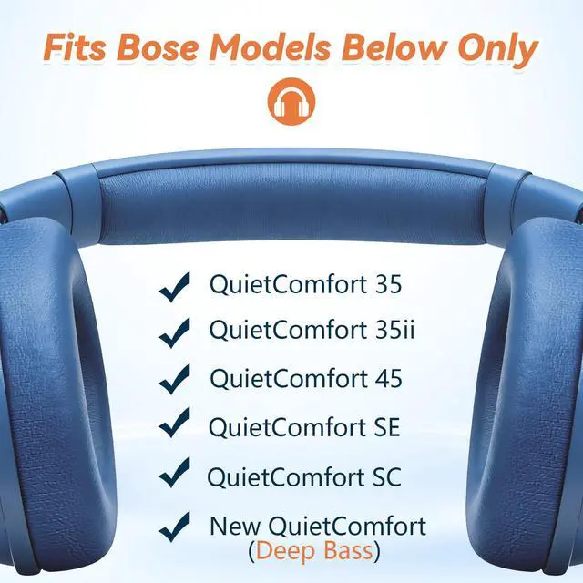 Alt view image 6 of 6 - Replacement Ear Pads for Bose QuietComfort 45 35 ii (QC45 QC35) Headphones, Earpads Cushions for QC SE SC & New Quiet Comfort (Deep Bass), with Softer Foam & Protein Leather (Blue Dusk)
