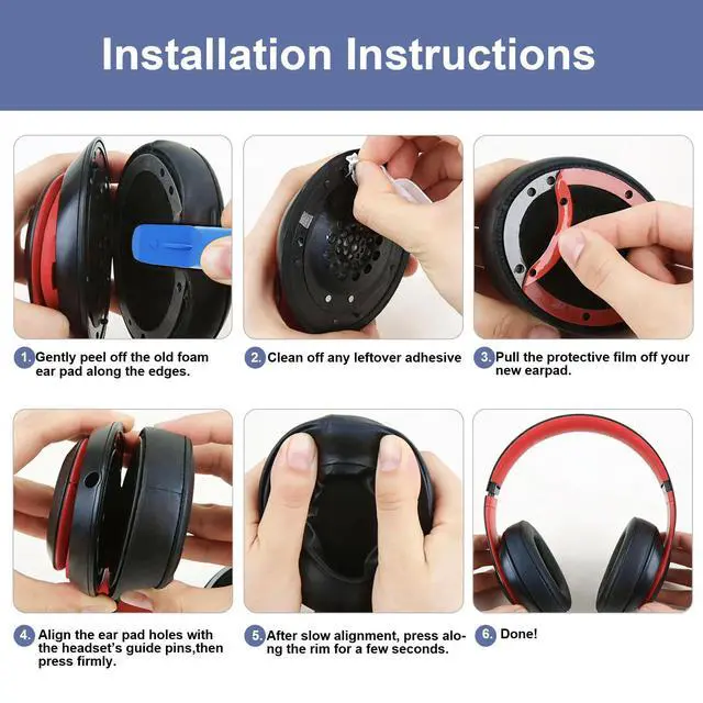 Alt view image 4 of 6 - Replacement Ear Pads for Beats Studio3, Studio 2, Blue | Ear Covers Earpads Cushions Compatible with Beats Studio3/2 Headphone