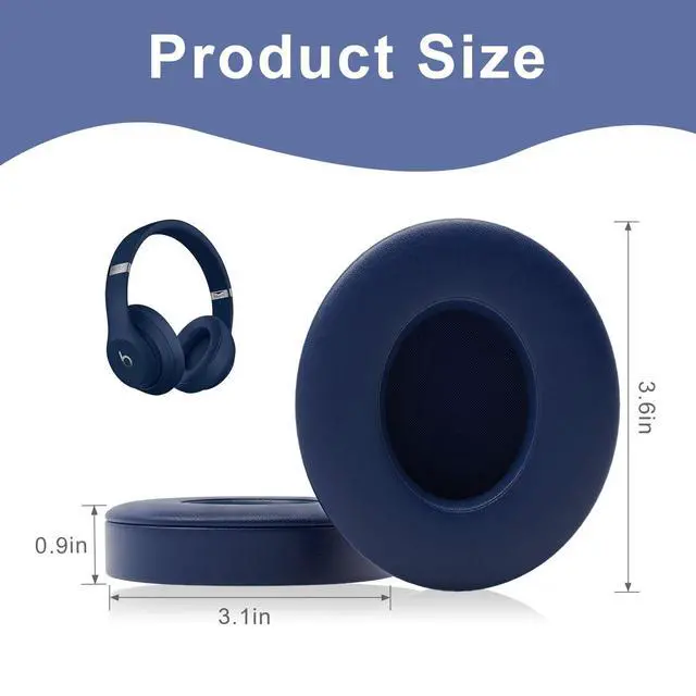 Alt view image 6 of 6 - Replacement Ear Pads for Beats Studio3, Studio 2, Blue | Ear Covers Earpads Cushions Compatible with Beats Studio3/2 Headphone