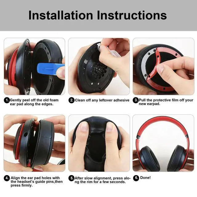 Alt view image 4 of 6 - Replacement Ear Pads for Beats Studio3, Studio 2, Black | Ear Covers Earpads Cushions Compatible with Beats Studio3/2 Headphone