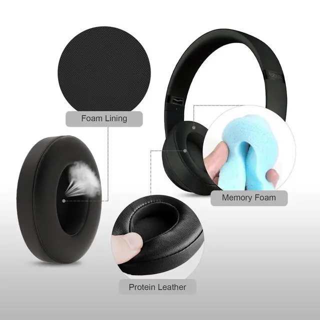 Alt view image 5 of 6 - Replacement Ear Pads for Beats Studio3, Studio 2, Black | Ear Covers Earpads Cushions Compatible with Beats Studio3/2 Headphone