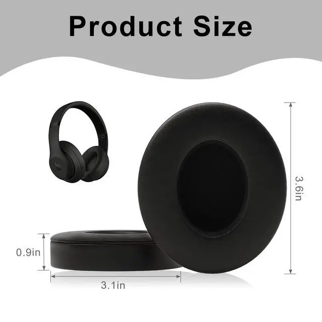 Alt view image 6 of 6 - Replacement Ear Pads for Beats Studio3, Studio 2, Black | Ear Covers Earpads Cushions Compatible with Beats Studio3/2 Headphone