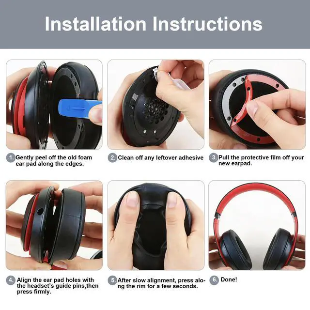 Alt view image 4 of 6 - Replacement Ear Pads for Beats Studio3, Studio 2, Grey | Ear Covers Earpads Cushions Compatible with Beats Studio3/2 Headphone