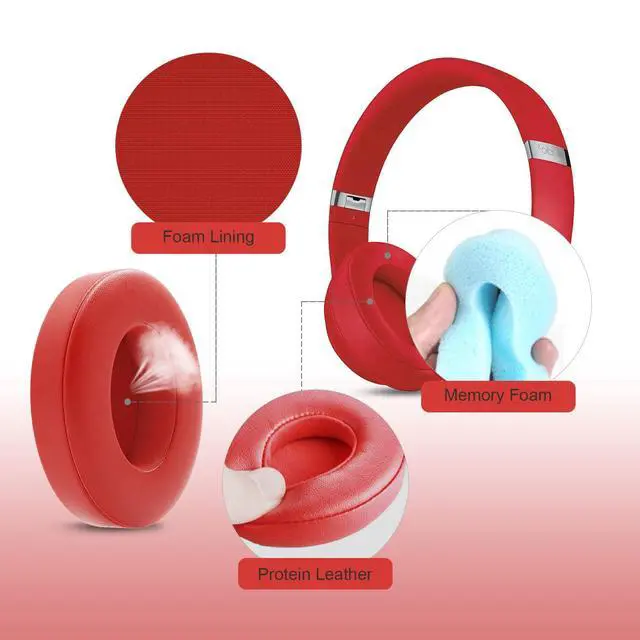 Alt view image 5 of 6 - Replacement Ear Pads for Beats Studio3, Studio 2, Red | Ear Covers Earpads Cushions Compatible with Beats Studio3/2 Headphone