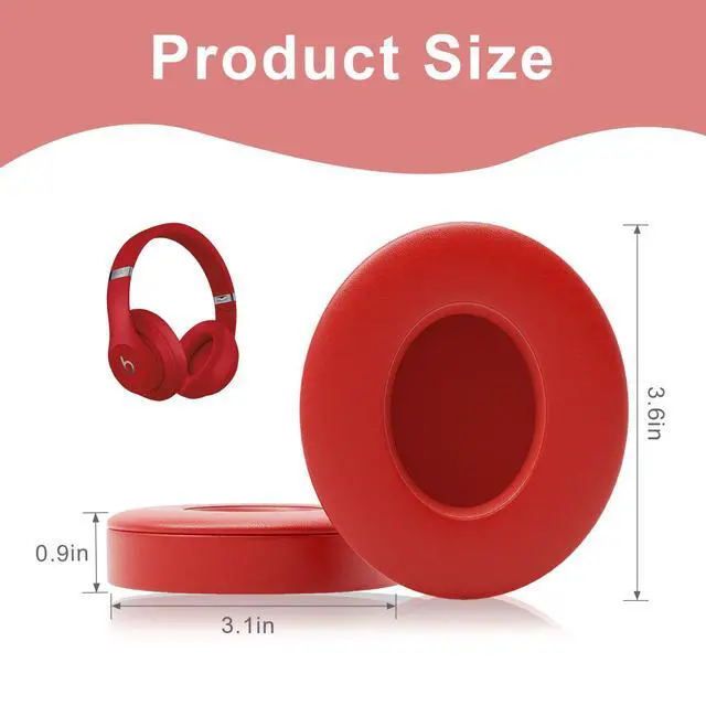 Alt view image 6 of 6 - Replacement Ear Pads for Beats Studio3, Studio 2, Red | Ear Covers Earpads Cushions Compatible with Beats Studio3/2 Headphone