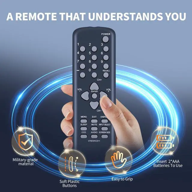 Alt view image 7 of 7 - 076E0RC011 Replacement Remote Control for SANSUI TV HDLCD1909 HDLCD185W HDLCD19WB HDLCD1909A HDLCD1909B