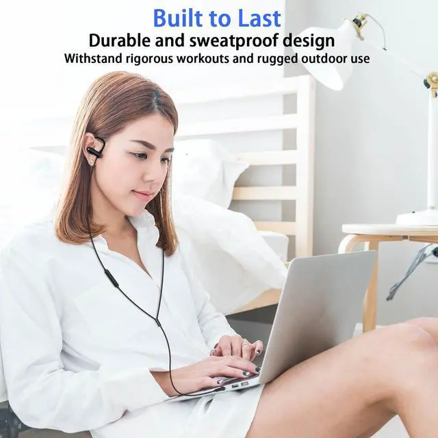 Alt view image 3 of 6 - Wired Over Ear Earbuds 3.5mm Sport Headphones with Ear Hooks& Mic | Wrap Around EarBuds Wired Earphones 5.9ft Cord for Chromebook Laptop/iPad Plug in EarBuds for Computer/Samsung A15 A14 School