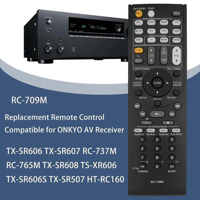 Alt view image 2 of 6 - Replacement Remote Control RC-709M Compatible for ONKYO TX-SR606 TX-SR607 RC-737M RC-765M TX-SR608 TS-XR606 TX-SR606S TX-SR507 HT-RC160 AV Receiver