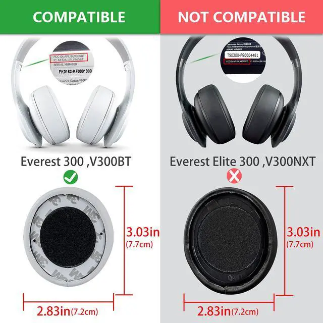Alt view image 3 of 6 - Replacement Ear Pads for JBL Everest 300, V300BT Headphones Ear Cushions, Repair Parts (Black)