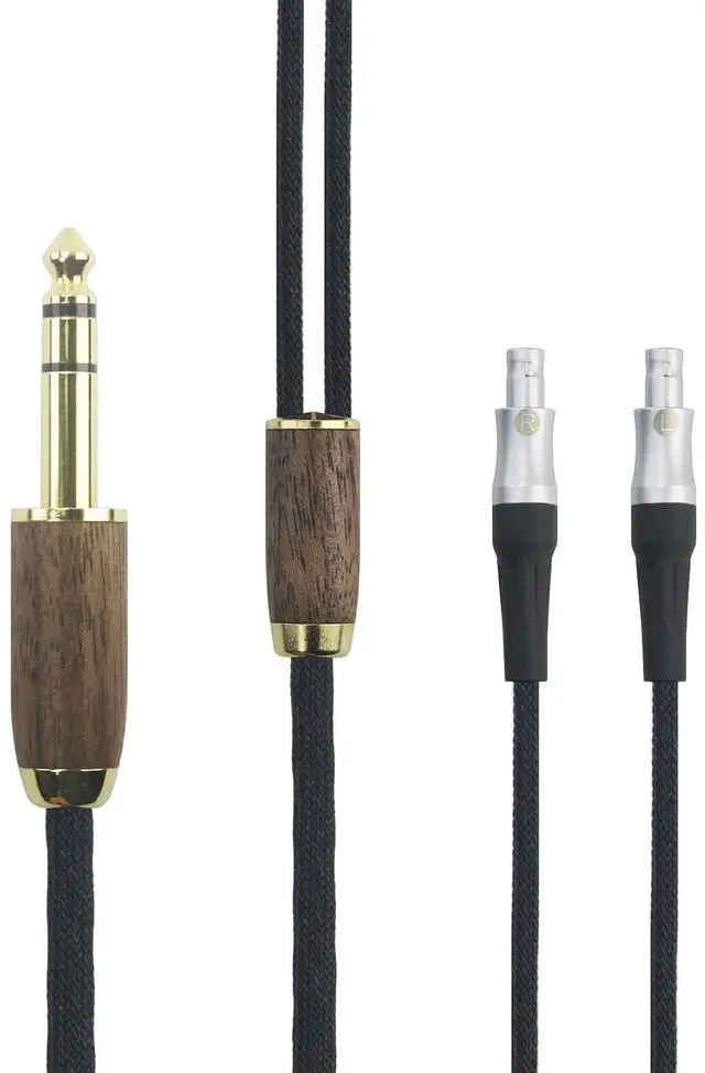 Main image of 6.35mm Audio Cable Replacement Upgrade Audio Cable Compatible with Sennheiser HD800, HD800S, HD820 Headphones 6N OCC Copper Silver Plated Cord Walnut Wood Shell
