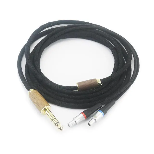 Alt view image 2 of 6 - 6.35mm Audio Cable Replacement Upgrade Audio Cable Compatible with Sennheiser HD800, HD800S, HD820 Headphones 6N OCC Copper Silver Plated Cord Walnut Wood Shell