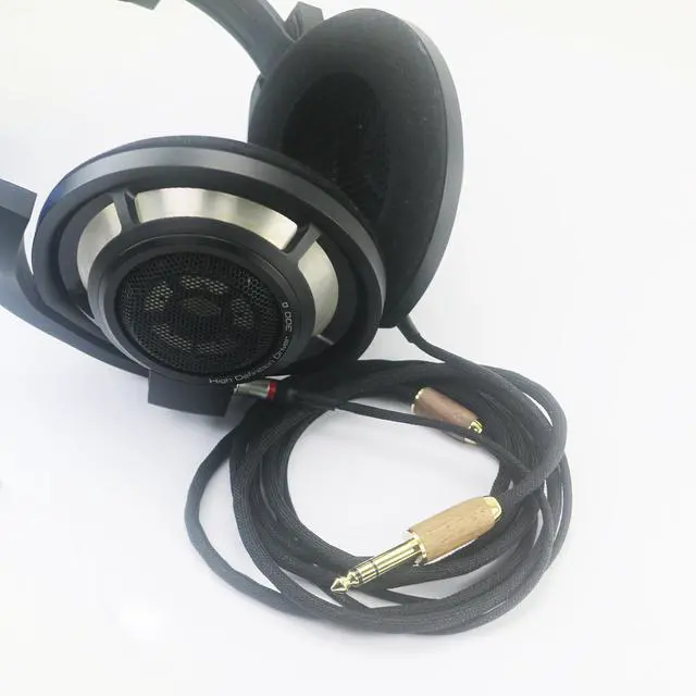 Alt view image 5 of 6 - 6.35mm Audio Cable Replacement Upgrade Audio Cable Compatible with Sennheiser HD800, HD800S, HD820 Headphones 6N OCC Copper Silver Plated Cord Walnut Wood Shell