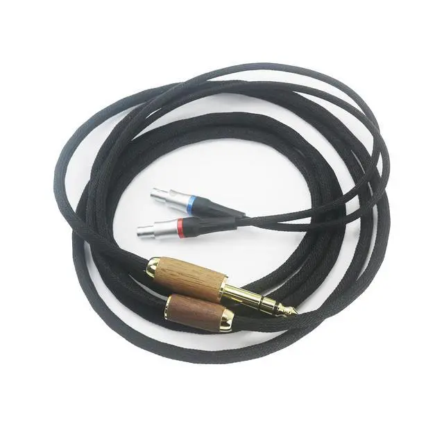 Alt view image 6 of 6 - 6.35mm Audio Cable Replacement Upgrade Audio Cable Compatible with Sennheiser HD800, HD800S, HD820 Headphones 6N OCC Copper Silver Plated Cord Walnut Wood Shell