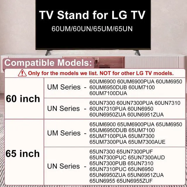 Alt view image 2 of 6 - Stand for LG TV Legs Replacement, TV Stand Legs for LG TV Stand 60UM/65UM/60UN/65UN 65UM6900 65UM6950 65UM7100 65UM7300 65UN7300 65UN6950 65UN6955 60UM6900 60UM6950 60UM7100 60UN7300 60UN6950 wr Screw