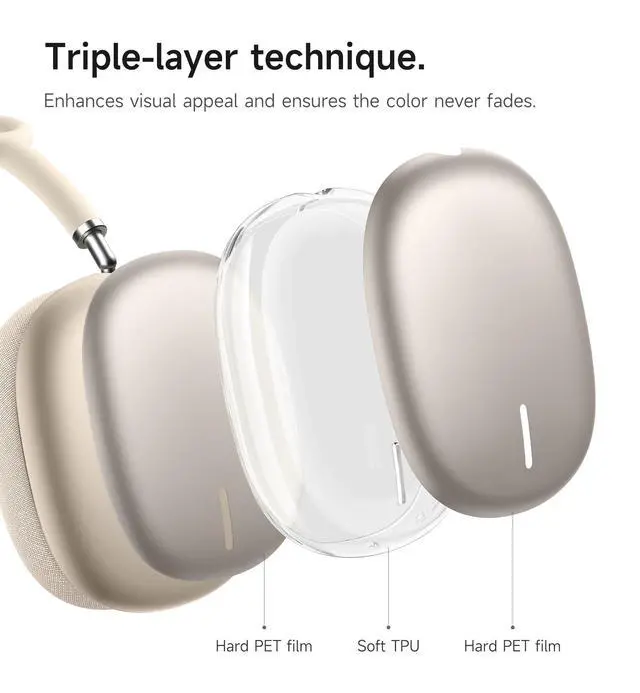 Alt view image 5 of 6 - for AirPods Max Case, TPU Anti-Scratch Ear Cups Cover, Rugged Shockproof Accessories Protective Cover - Natural Titanium