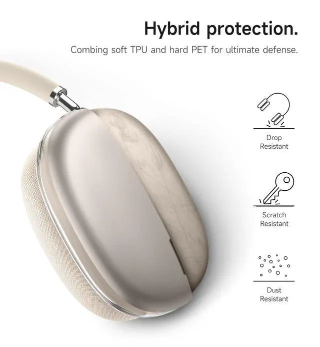 Alt view image 3 of 6 - for AirPods Max Case, TPU Anti-Scratch Ear Cups Cover, Rugged Shockproof Accessories Protective Cover - Natural Titanium