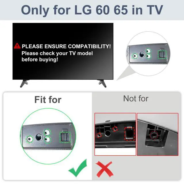 Alt view image 3 of 6 - Stand for LG TV Legs Replacement, TV Stand Legs for LG TV Stand 60UJ/65UJ/60UK/65UK 65UK6500 65UK6200 65UJ6300 65UJ6050 65UJ6200 65UJ630T 65UJ635T 65UK6090PUA 65UK6300PUE 60UJ6300 60UK6090 with Screws