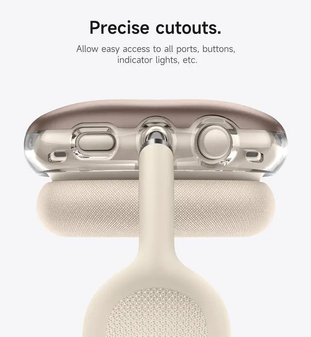Alt view image 4 of 6 - AirPods Max Case, TPU Anti-Scratch Ear Cups Cover, Rugged Shockproof Protective Accessories for Apple Headphones - Desert Titanium