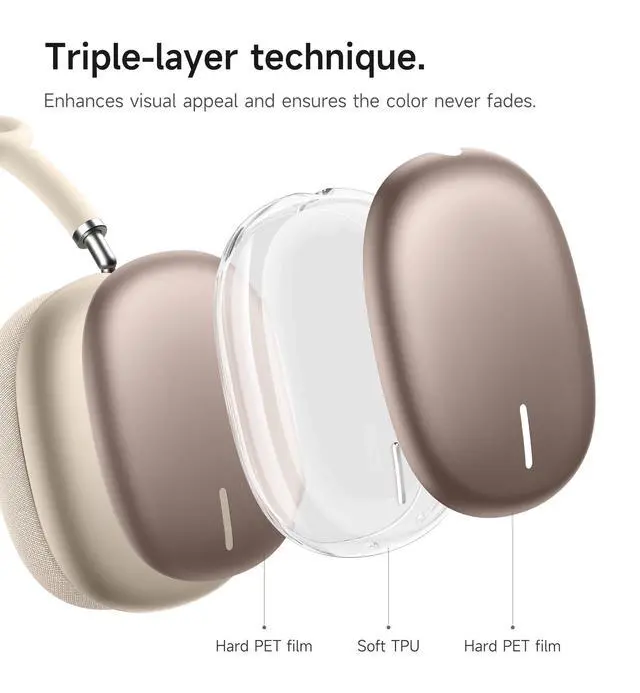 Alt view image 5 of 6 - AirPods Max Case, TPU Anti-Scratch Ear Cups Cover, Rugged Shockproof Protective Accessories for Apple Headphones - Desert Titanium