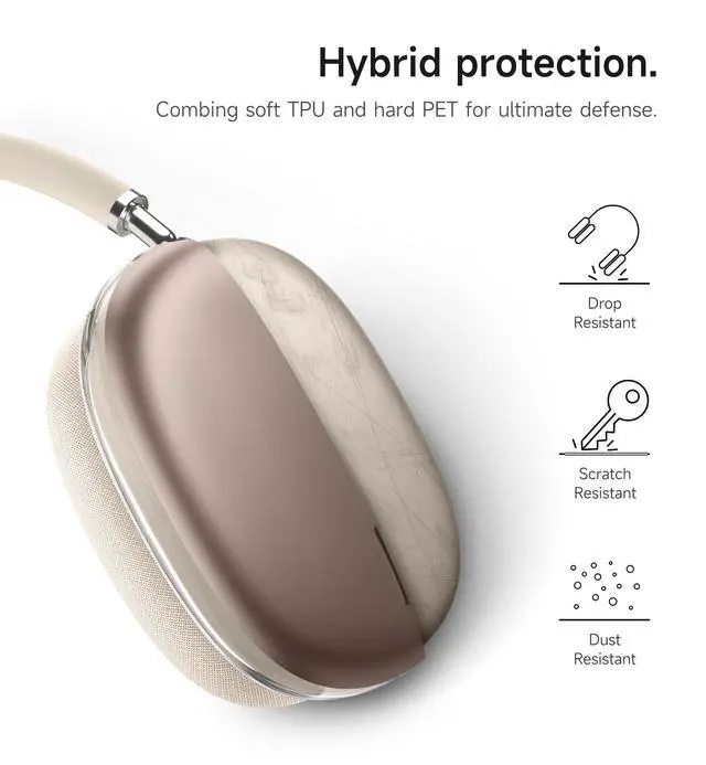 Alt view image 3 of 6 - AirPods Max Case, TPU Anti-Scratch Ear Cups Cover, Rugged Shockproof Protective Accessories for Apple Headphones - Desert Titanium