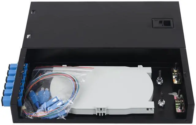 Alt view image 3 of 7 - 2 Pack SC-SM 6 Simplex 6 Port Wall Mount Fiber Enclosure with Spool Singlemode SC-UPC Kit (Includes 1.2 Meter Pigtail and 6PC Coupler)