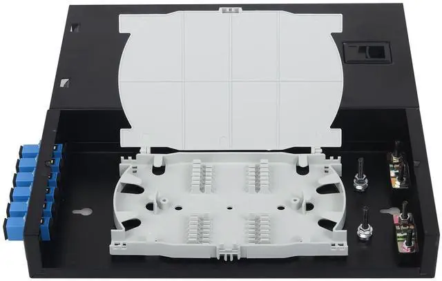 Alt view image 4 of 7 - 2 Pack SC-SM 6 Simplex 6 Port Wall Mount Fiber Enclosure with Spool Singlemode SC-UPC Kit (Includes 1.2 Meter Pigtail and 6PC Coupler)