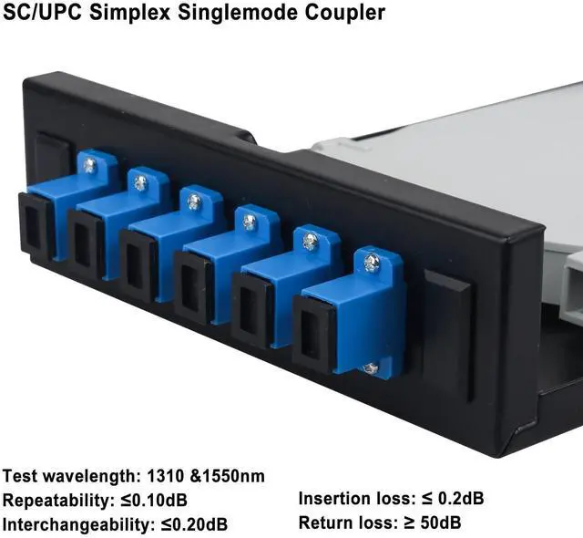 Alt view image 7 of 7 - 2 Pack SC-SM 6 Simplex 6 Port Wall Mount Fiber Enclosure with Spool Singlemode SC-UPC Kit (Includes 1.2 Meter Pigtail and 6PC Coupler)