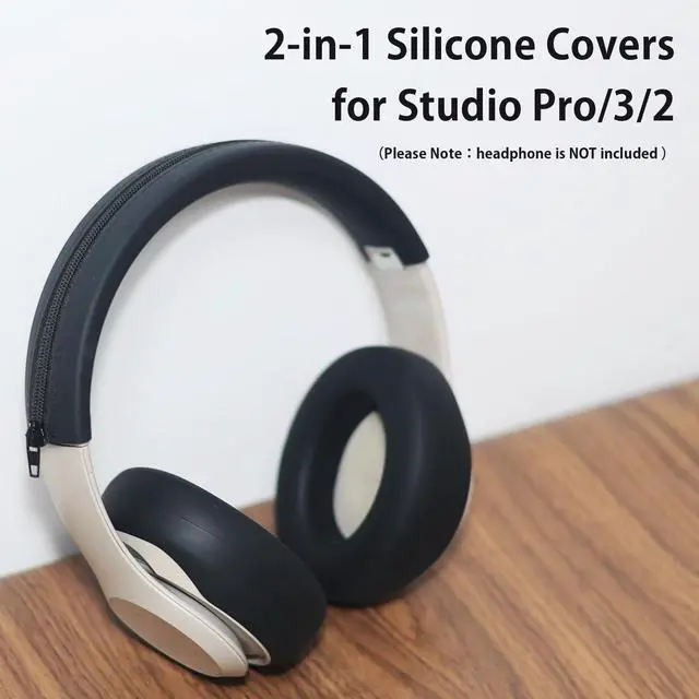 Alt view image 2 of 6 - Silicone Sweat Ear Covers Headband Cover for Beats Studio Pro & Beats Studio 3 Headphones Accessories, Soft Earpad Covers Case Cover Protector Sweatproof & Easy to Clean - Black