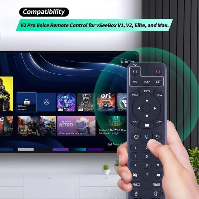 Alt view image 2 of 7 - V2 Pro Voice Remote Control Replacement Compatible for vSeeBox V1 / V2 / Elite/Max, Replacement for OctaStream Elite Max Latest Technology Android TV Box 2023
