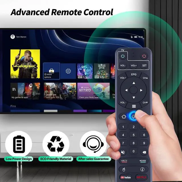 Alt view image 6 of 7 - V2 Pro Voice Remote Control Replacement Compatible for vSeeBox V1 / V2 / Elite/Max, Replacement for OctaStream Elite Max Latest Technology Android TV Box 2023