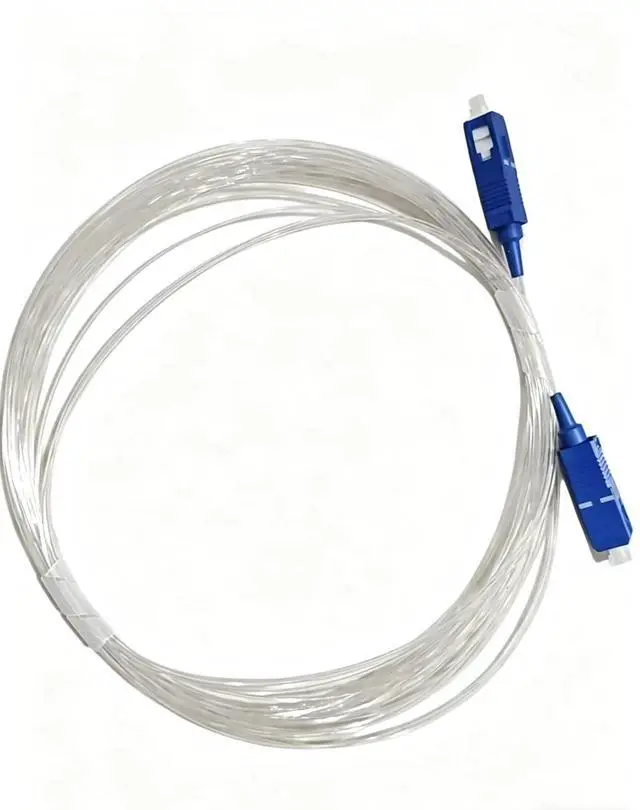 Main image of SC-SC UPC Single Mode Invisible Flat Fiber Optic Cable 20M, Insertion Loss 0.3dB, Return Loss 50dB Ultra Thin Wall Hidden FTTH Internet Cord with 20Pcs Clear No-Drill Adhesive Cable Clips