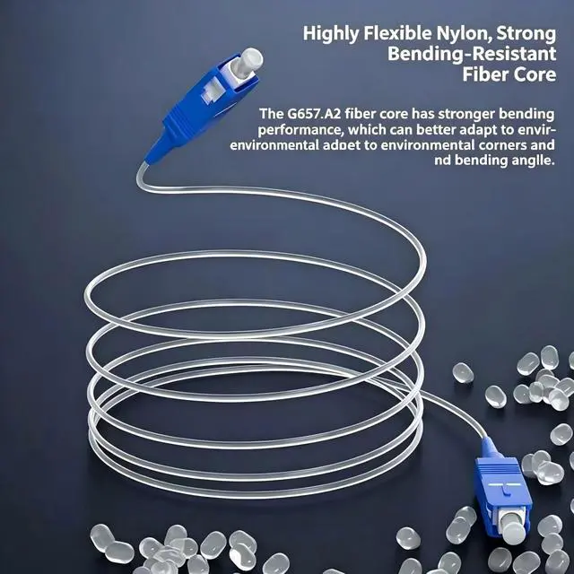Alt view image 2 of 7 - SC-SC UPC Single Mode Invisible Flat Fiber Optic Cable 20M, Insertion Loss 0.3dB, Return Loss 50dB Ultra Thin Wall Hidden FTTH Internet Cord with 20Pcs Clear No-Drill Adhesive Cable Clips