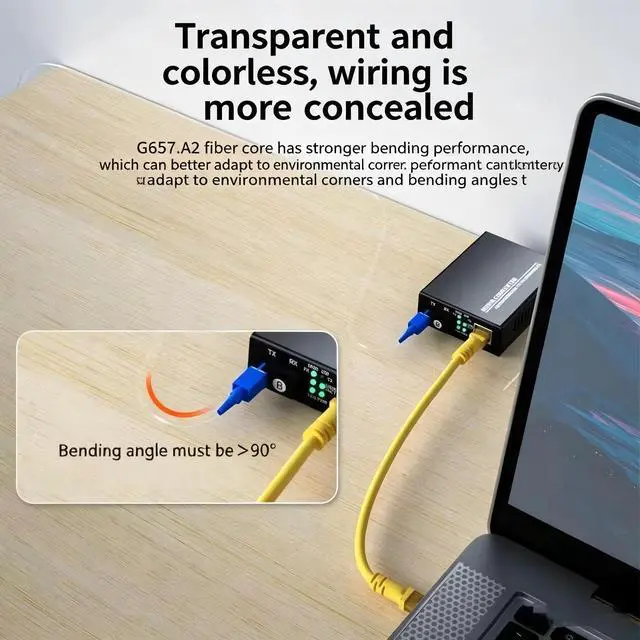 Alt view image 4 of 7 - SC-SC UPC Single Mode Invisible Flat Fiber Optic Cable 20M, Insertion Loss 0.3dB, Return Loss 50dB Ultra Thin Wall Hidden FTTH Internet Cord with 20Pcs Clear No-Drill Adhesive Cable Clips