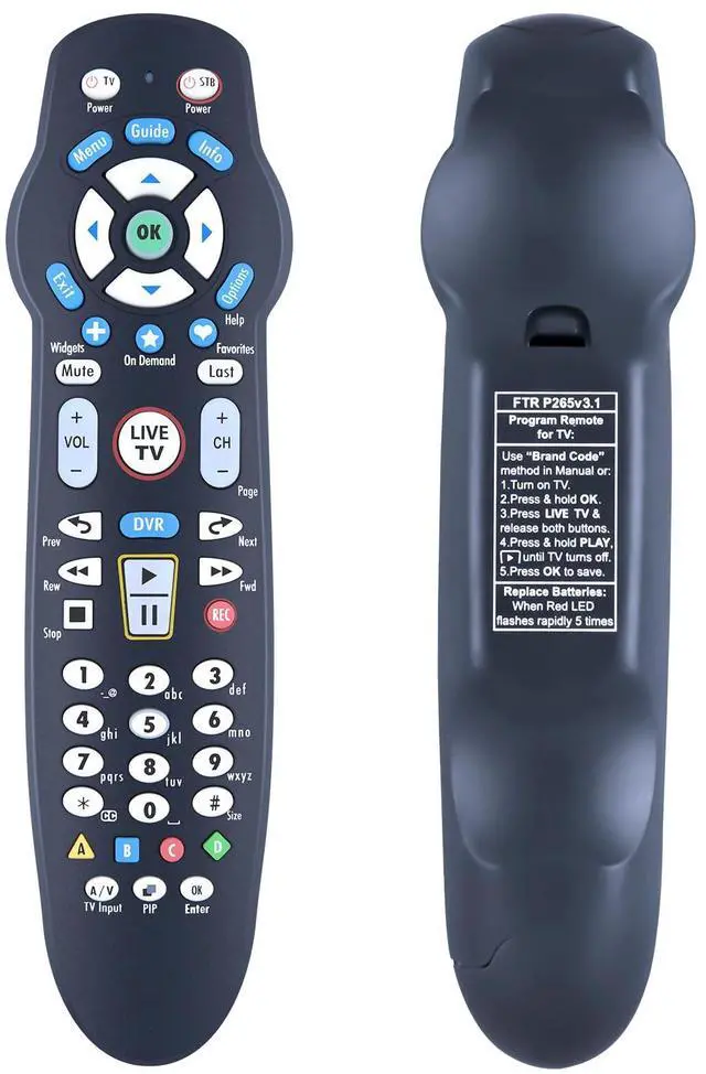 Main image of Replacement Remote Control for Frontier Cable Box TV FTR P265v3.1, for Verizon FIOS RC26655006/03B
