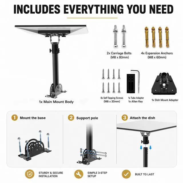 Alt view image 7 of 7 - Star-Link Stangard Gen3/4/4X Roof Mount, Aluminum Adapter | Adjustable Tilt Angle, Compatible with Stangard Gen3/4/4X Dish
