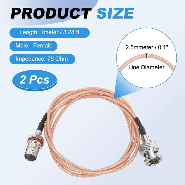 Alt view image 2 of 7 - 3.28FT 3G-SDI Cable, BNC Male to Female HD-SDI Cable 75 Ohm RG179 Coaxial Video Jumper Video Camera Wire for Camera Surveillance CCTV Monitor Broadcast System, Orange, Pack of 2
