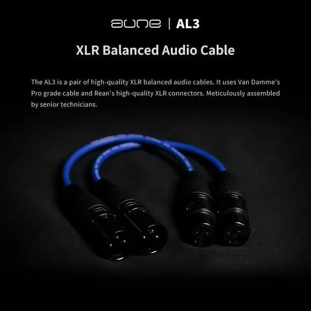 Alt view image 2 of 6 - AL3 XLR Balanced Male to Female 3-Pin Audio Cable (Pair) (1.5m)