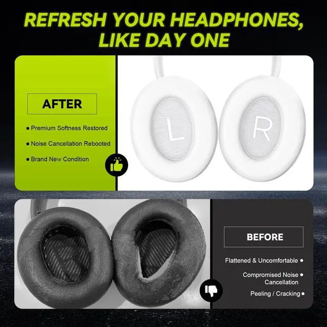 Alt view image 4 of 6 - Replacement Ear Pads for Bose NC700 / 700 Noise Cancelling Headphones, Protein Leather Earpad Covers/Cushion Kit with Plush Memory Foam, Enhanced Comfort, Extra Durability (White)