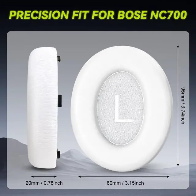 Alt view image 5 of 6 - Replacement Ear Pads for Bose NC700 / 700 Noise Cancelling Headphones, Protein Leather Earpad Covers/Cushion Kit with Plush Memory Foam, Enhanced Comfort, Extra Durability (White)