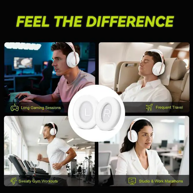 Alt view image 6 of 6 - Replacement Ear Pads for Bose NC700 / 700 Noise Cancelling Headphones, Protein Leather Earpad Covers/Cushion Kit with Plush Memory Foam, Enhanced Comfort, Extra Durability (White)