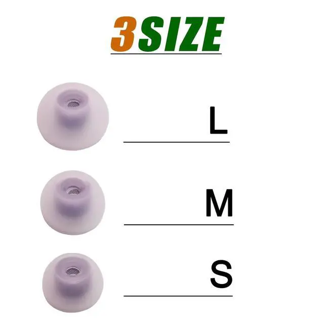 Alt view image 4 of 5 - Ultra Soft Silicone Earbuds Tips for Samsung Galaxy Buds 2/Buds+/Buds FE | Replacement Ear Tips for Galaxy Buds Earbuds with Filter Screen, Noise Isolation, Comfort Fit, 6 Pairs L/M/S, Purple