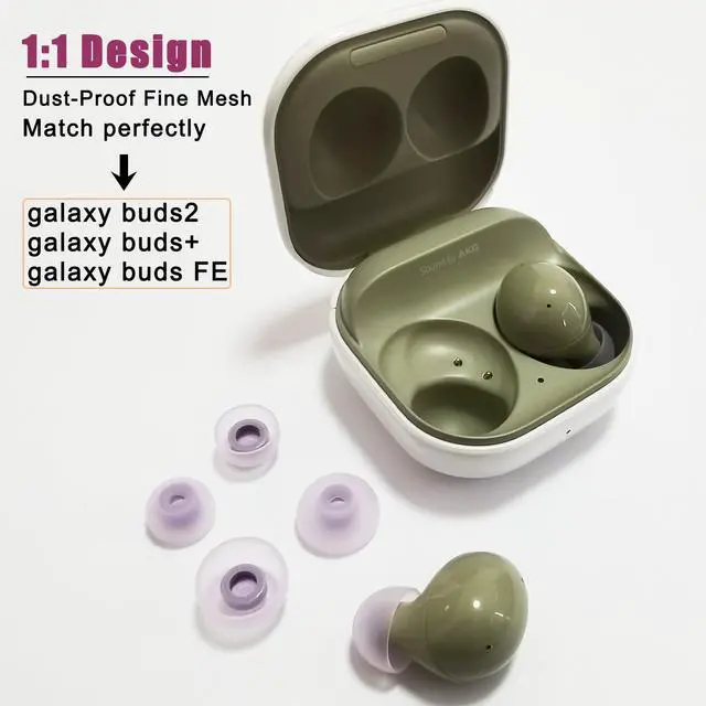 Alt view image 5 of 5 - Ultra Soft Silicone Earbuds Tips for Samsung Galaxy Buds 2/Buds+/Buds FE | Replacement Ear Tips for Galaxy Buds Earbuds with Filter Screen, Noise Isolation, Comfort Fit, 6 Pairs L/M/S, Purple