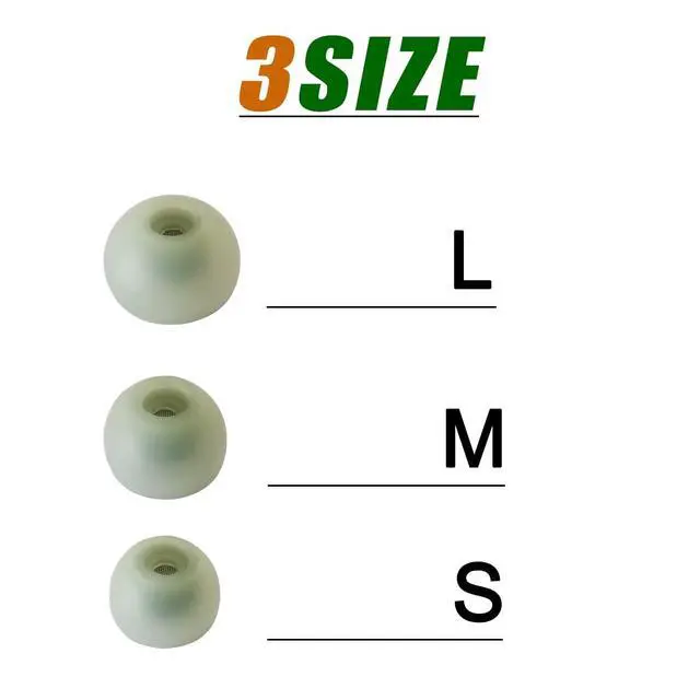 Alt view image 4 of 5 - Ultra Soft Silicone Ear Tips for Samsung Galaxy Buds 2/Buds+/Buds FE | Replacement Earbuds Tips for Galaxy Buds Earbuds with Filter Screen Noise Isolation, Comfort Fit, 6 Pairs L/M/S, Green