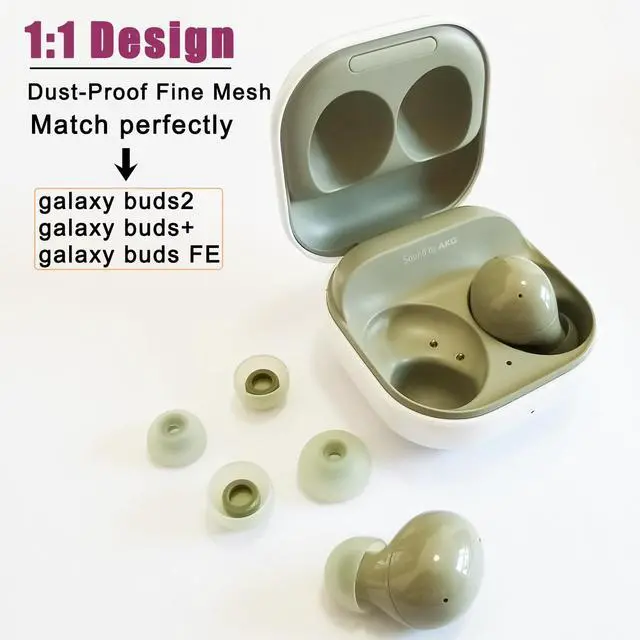 Alt view image 5 of 5 - Ultra Soft Silicone Ear Tips for Samsung Galaxy Buds 2/Buds+/Buds FE | Replacement Earbuds Tips for Galaxy Buds Earbuds with Filter Screen Noise Isolation, Comfort Fit, 6 Pairs L/M/S, Green